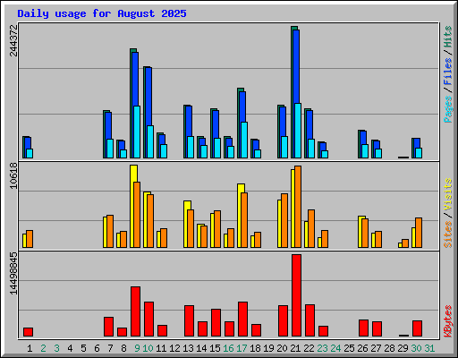 Daily usage for August 2025